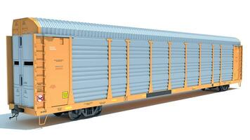 Auto Carrier Rail Train Car 3D rendering on white background photo