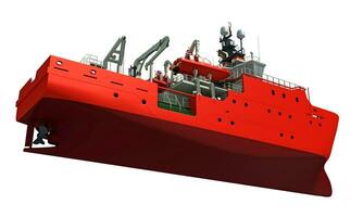 respuesta y rescate Embarcacion 3d representación buque en blanco antecedentes foto