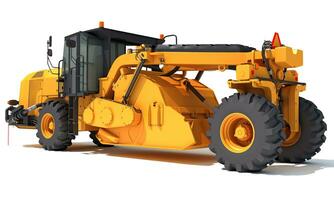 Road Reclaimer heavy construction machinery 3D rendering on white background photo