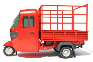 Pickup Mini Truck Carrier 3D rendering on white background photo