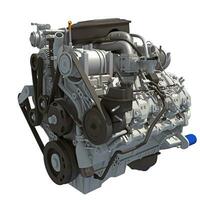 V8 Car Engine 3D rendering on white background photo