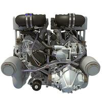V16 Engine 3D rendering on white background photo