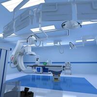 Hospital Medical Hybrid Operating Room 3D rendering on white background photo