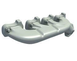 V8 Engine Exhaust Manifold 3D rendering on white background photo