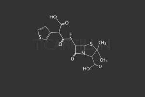 Ticarcillin molecular skeletal chemical formula vector