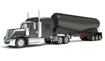 Truck with Tank Trailer 3D rendering on white background photo