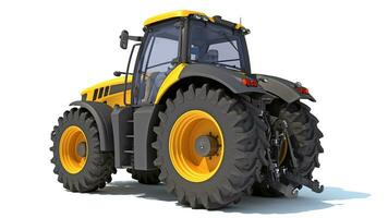 Farm Tractor 3D rendering on white background photo