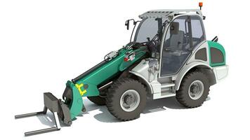 Telescopic Wheel Loader Telehandler Forklift 3D rendering on white background photo