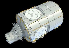 Service Module of ISS International Space Station 3D rendering on black background photo