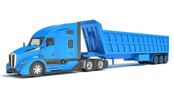 Semi Truck with Tipper Trailer 3D rendering on white background photo