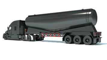 Heavy truck with tank trailer 3D rendering on white background photo