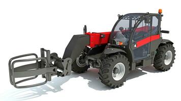 Telehandler heavy construction machinery 3D rendering on white background photo