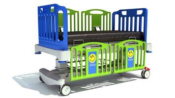 Medical Stretcher Trolley for Kids 3D rendering on white background photo