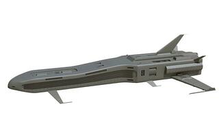 Spaceship 3D rendering on white background photo