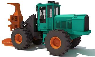 Wheeled Feller Buncher 3D rendering on white background photo