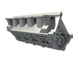 Car V8 Engine Cylinder Head 3D rendering on white background photo