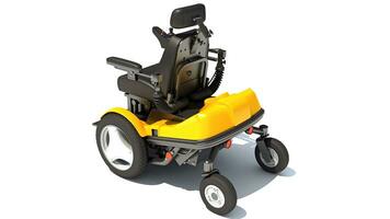 eléctrico poder silla de ruedas 3d representación en blanco antecedentes foto