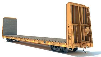 Bulkhead Flat Rail Car 3D rendering on white background photo