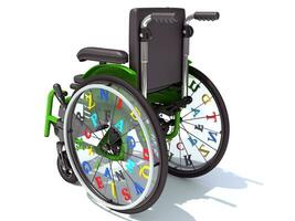 Kids Wheelchair 3D rendering on white background photo