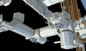 International Space Station ISS 3D rendering on black background photo