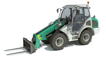 Telescopic Wheel Loader Telehandler Forklift 3D rendering on white background photo