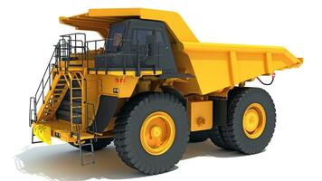 Mining Dump Truck heavy construction machinery 3D rendering on white background photo