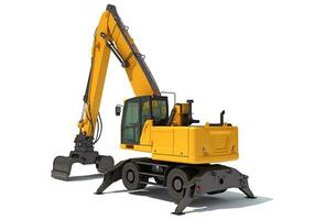 Material Handler heavy construction machinery 3D rendering on white background photo