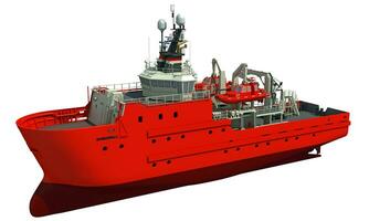 Response and Rescue Ship 3D rendering vessel on white background photo