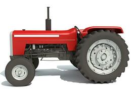 Old Farm Tractor 3D rendering on white background photo