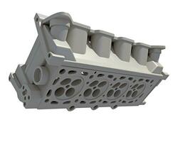 Car V8 Engine Cylinder Head 3D rendering on white background photo