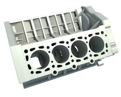 Car V8 Engine Cylinder Head 3D rendering on white background photo