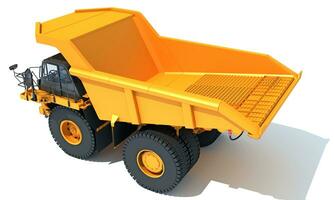 Dump Truck 3D rendering heavy construction machinery on white background photo