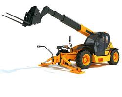 Telescopic Handler Forklift 3D rendering on white background photo