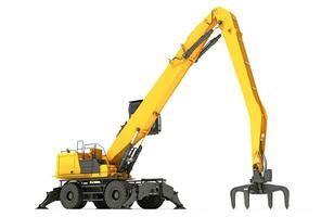 Material Handler heavy construction machinery 3D rendering on white background photo