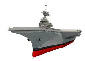 Aircraft Carrier military vessel 3D rendering ship on white background photo