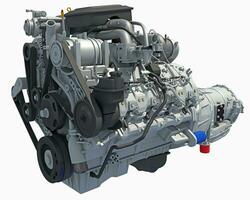 V8 Car Engine 3D rendering on white background photo