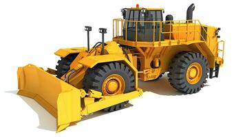 Wheel Dozer heavy construction machinery 3D rendering on white background photo