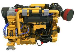 Industrial Diesel Engine 3D rendering on white background photo