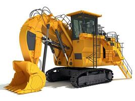 Tracked Mining Excavator Shove heavy construction machinery 3D rendering photo