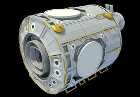 Service Module of ISS International Space Station 3D rendering on black background photo