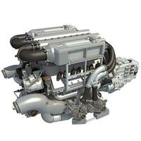 V16 Engine 3D rendering on white background photo