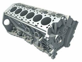 V12 Engine Block vehicle part 3D rendering on white background photo