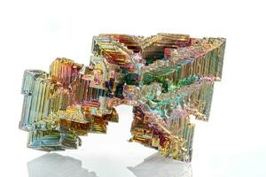 macro mineral stone bismuth on a white background photo