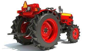 Farm Tractor 3D rendering on white background photo