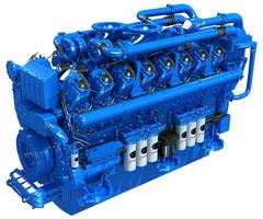 V16 Engine 3D rendering on white background photo