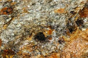 Macro stone Garnet mineral in rock on a white background photo