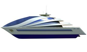 Futuristic Yacht 3D rendering on white background photo