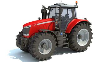 3D rendering of Farm Tractor model on white background photo