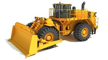 Wheel Dozer heavy construction machinery 3D rendering on white background photo