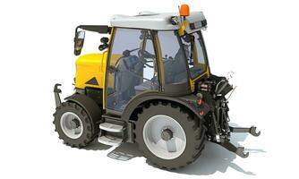 Farm Tractor 3D rendering on white background photo